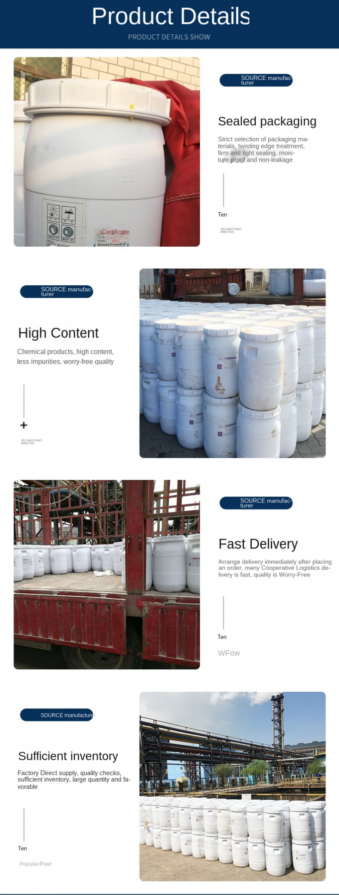 Degradazione industriale di rimozione dell'azoto dell'ammoniaca dei prodotti chimici di trattamento delle acque 3